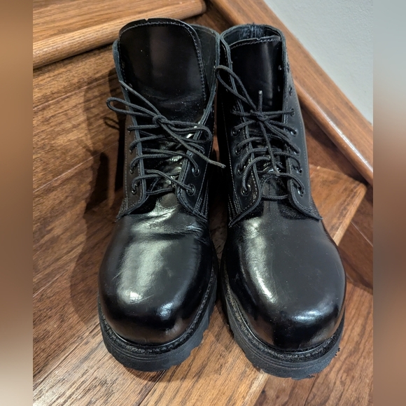 Boulet Boots, Black Leather Steel Toe Vibram Sole Military Boot Size 9.5 - Picture 9 of 14